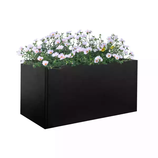 Black Planter Box Galvanized Steel Metal Planter Rectangular Indoor Large Outdoor Planters Steel Metallic Heavy Flower Pot 36In x 12In x 16In Commercial Residential for Patio, Deck, Backyard, Garden