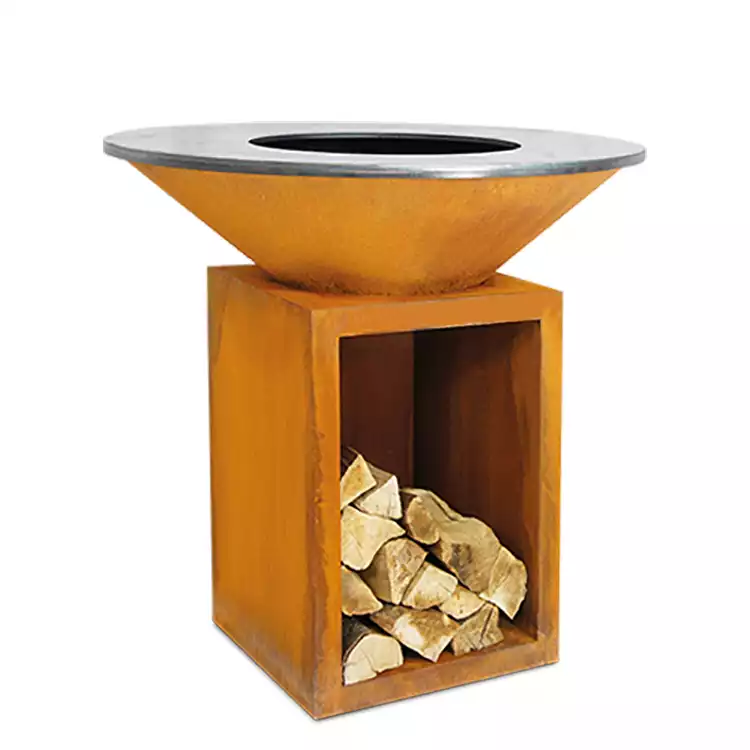 Large weather-resistant wood-burning barbecue outdoor grills with storage bins are preferred for parties and cooking